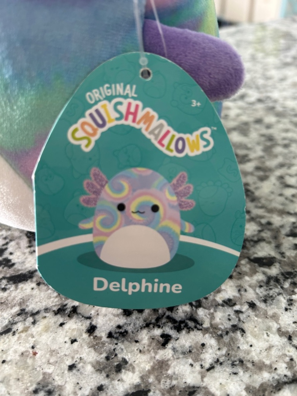Squishmallows Delphine The Axolotl Pastel Rainbow Tie-Dye 8” - Picture 3 of 3